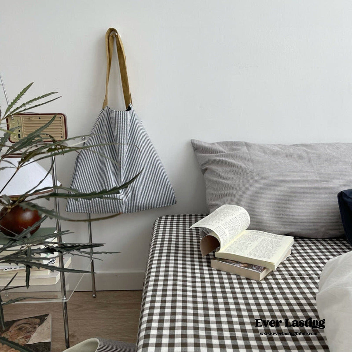 Minimal Mixed Gingham Bedding Set / Blue