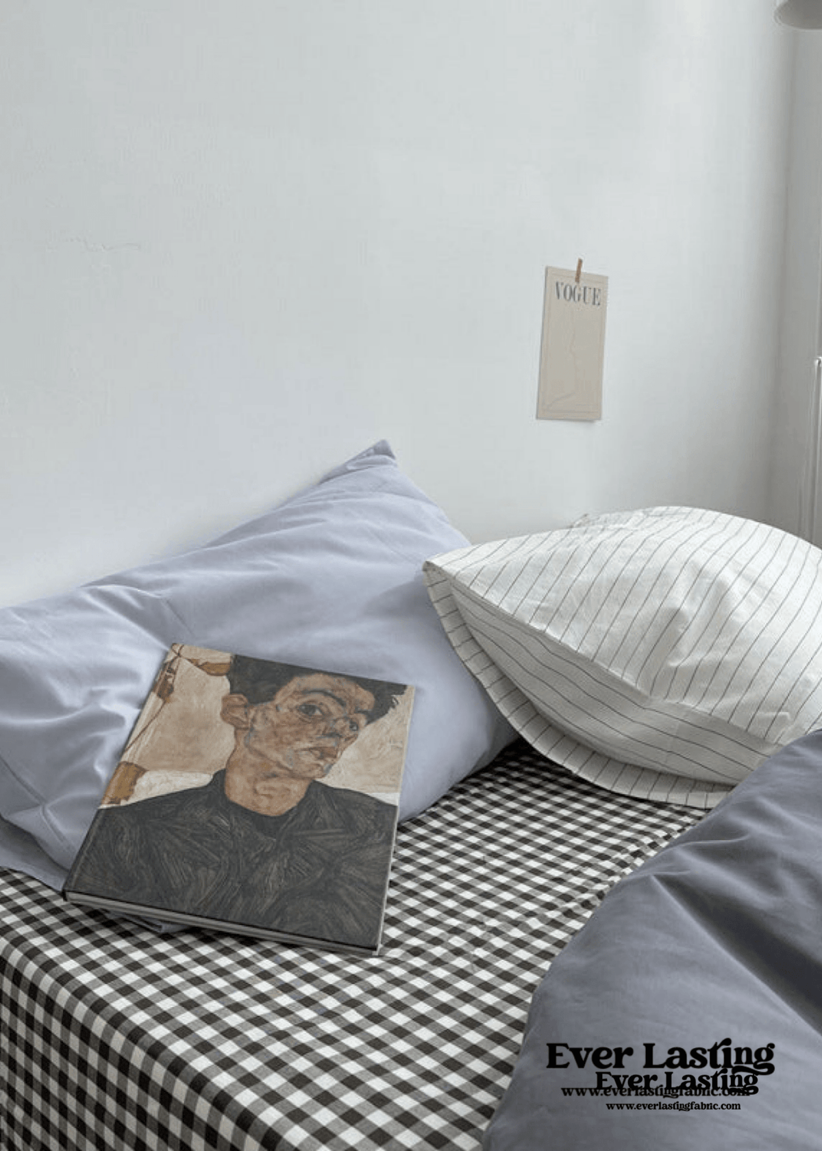 Minimal Mixed Gingham Bedding Set / White