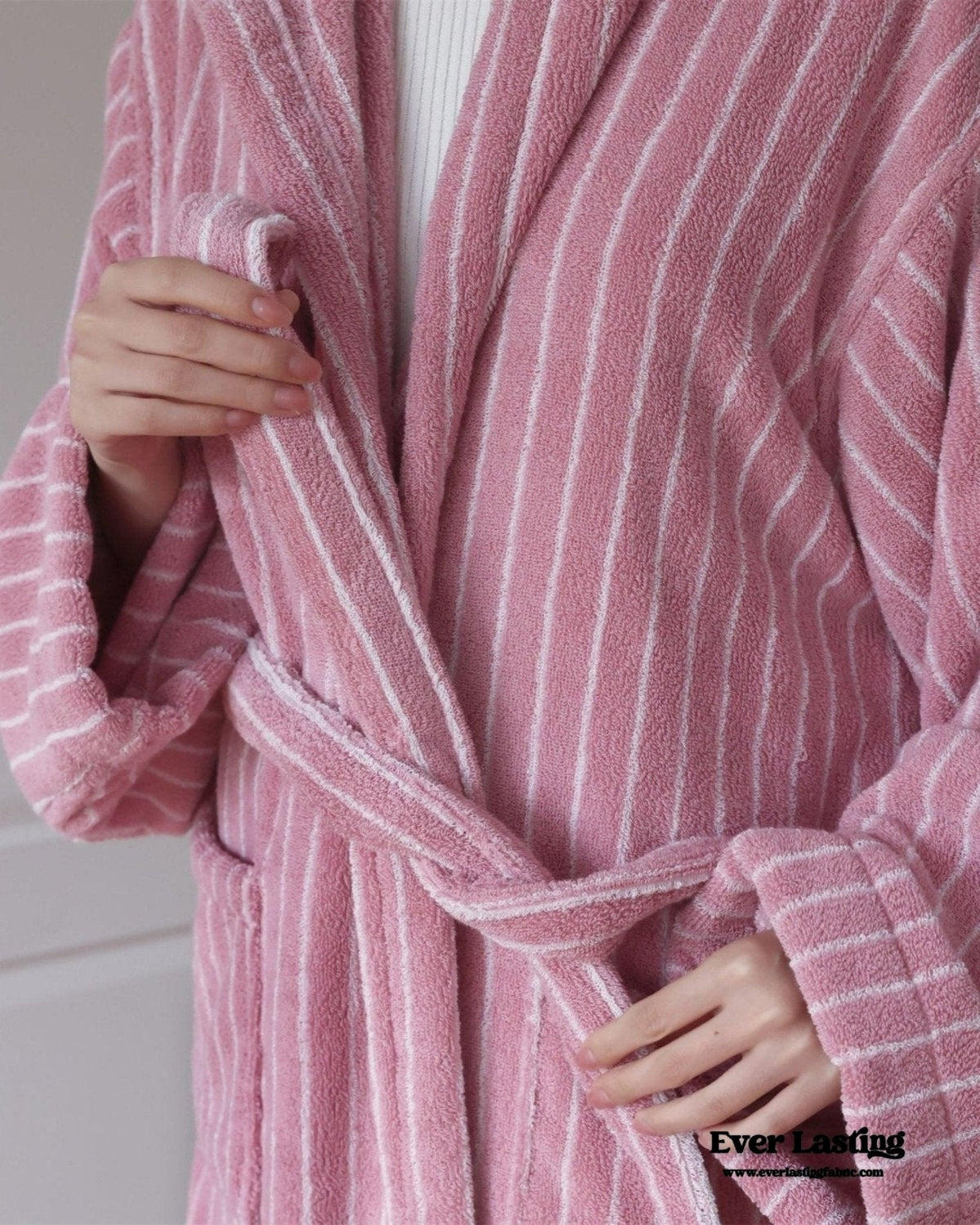 Modern Striped Cotton Bathrobe Set / Purple