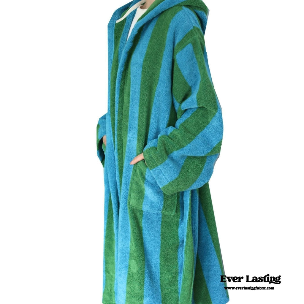 Modern Striped Cotton Bathrobe Set / Purple