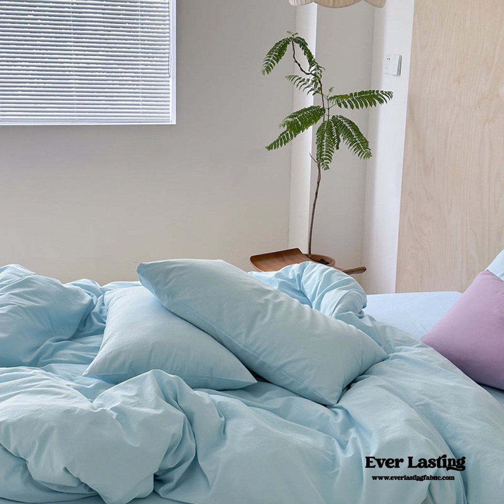 Modern Washed Cotton Bedding Set / Green