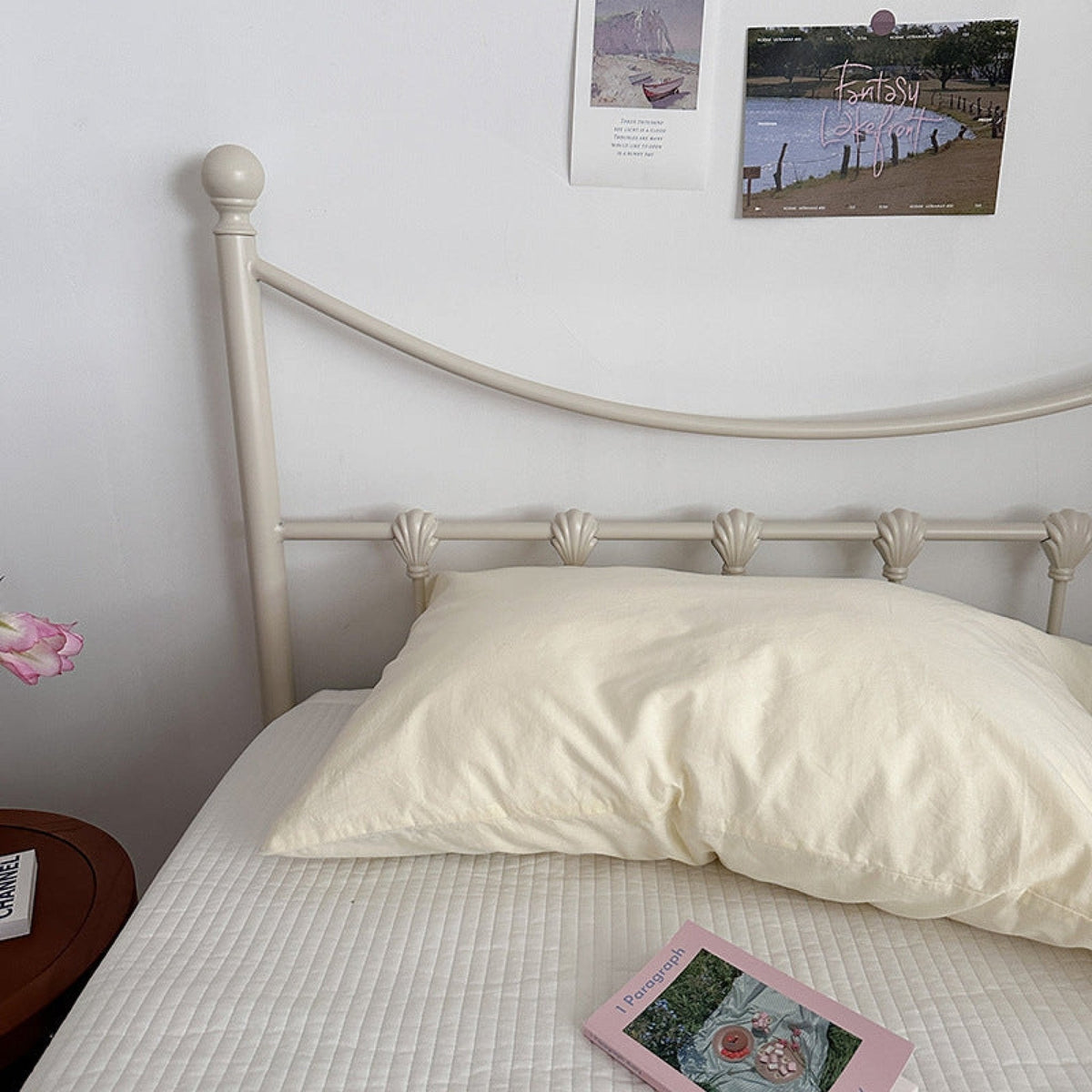 Muted Blush Cotton Pillowcase / Pink Striped