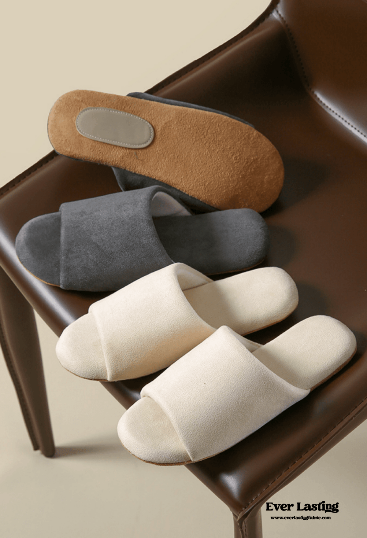 Open Toe Cotton House Slipper / Dark Gray