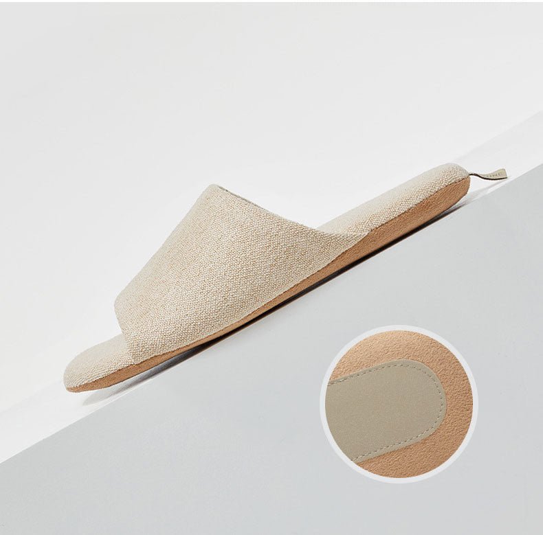 Open Toe Cotton House Slipper / White