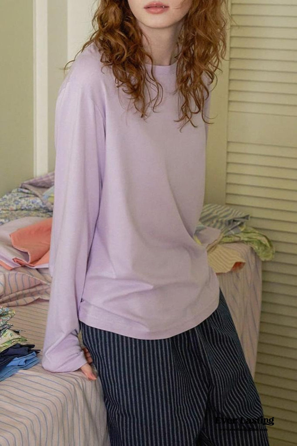 Pastel Striped Pajama Set / Purple