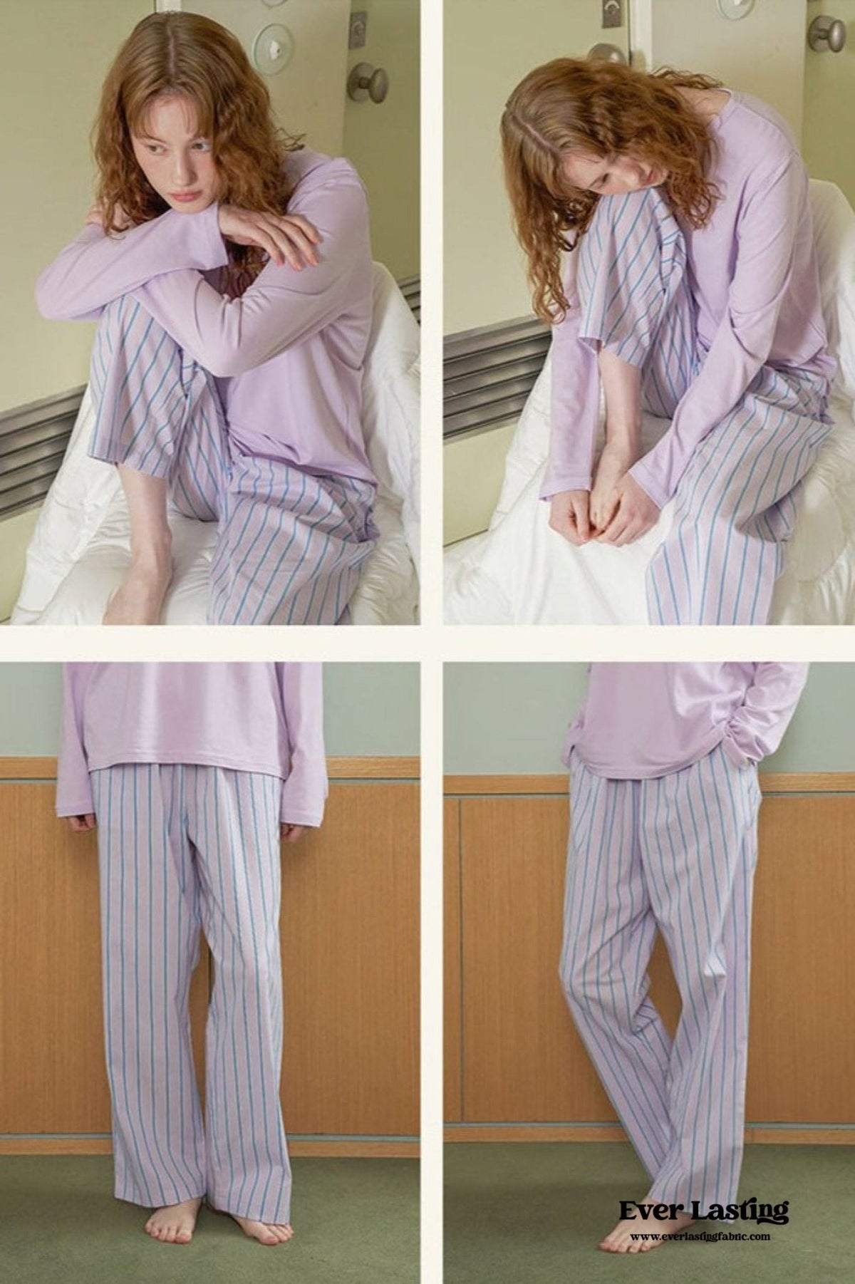 Pastel Striped Pajama Set / Purple