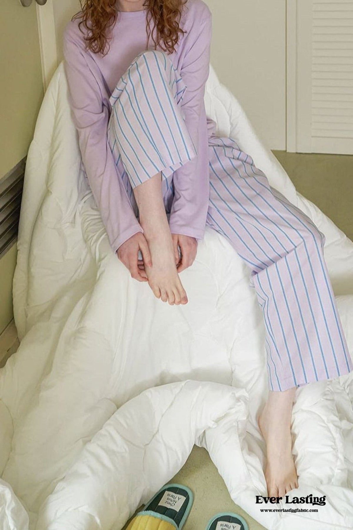 Pastel Striped Pajama Set / Purple