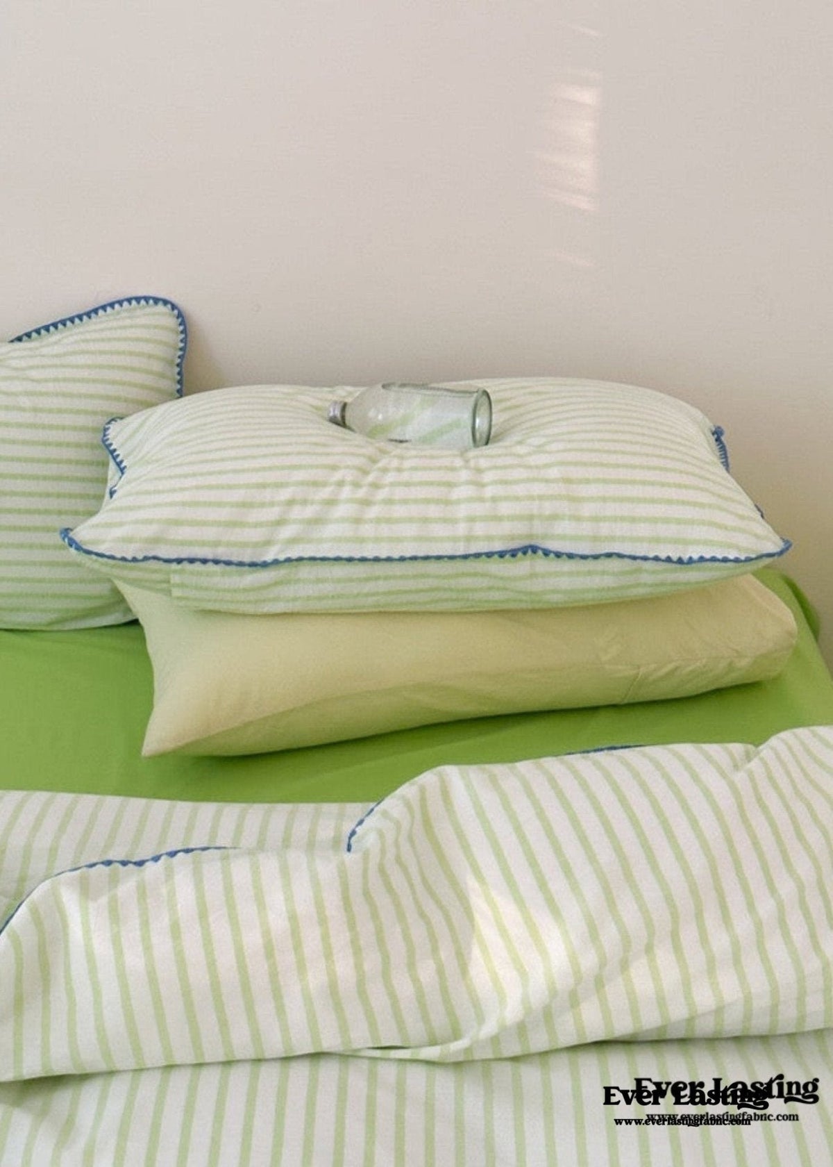Pepper Candy Stripe Bedding Set / Light Green