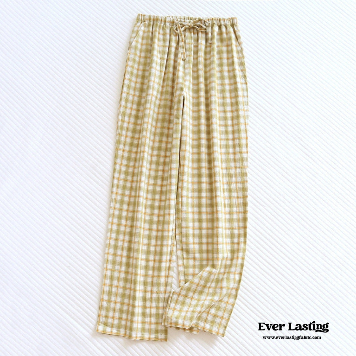 Plaid Washed Cotton Pajama Pants / Blue