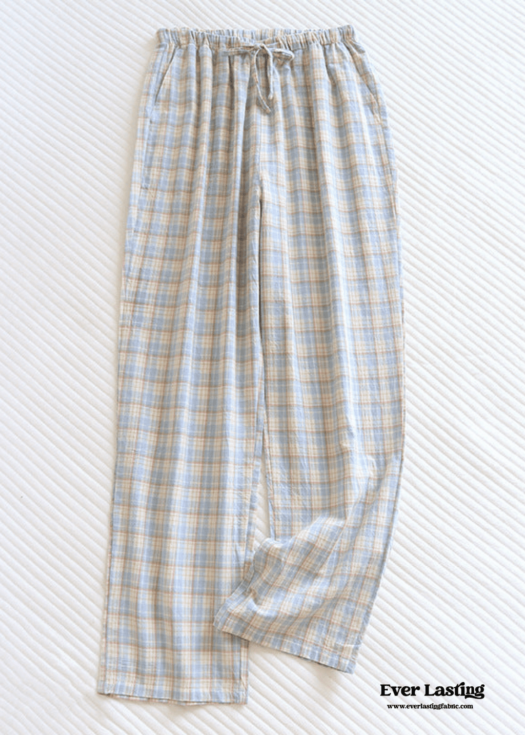 Plaid Washed Cotton Pajama Pants / Pink