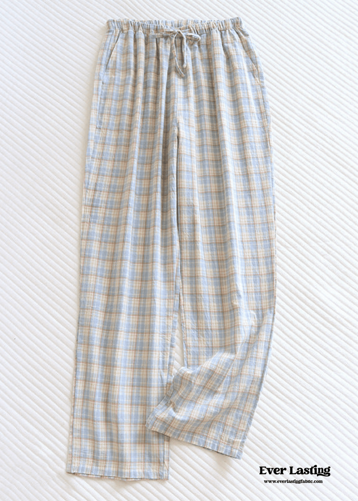 Plaid Washed Cotton Pajama Pants / Pink