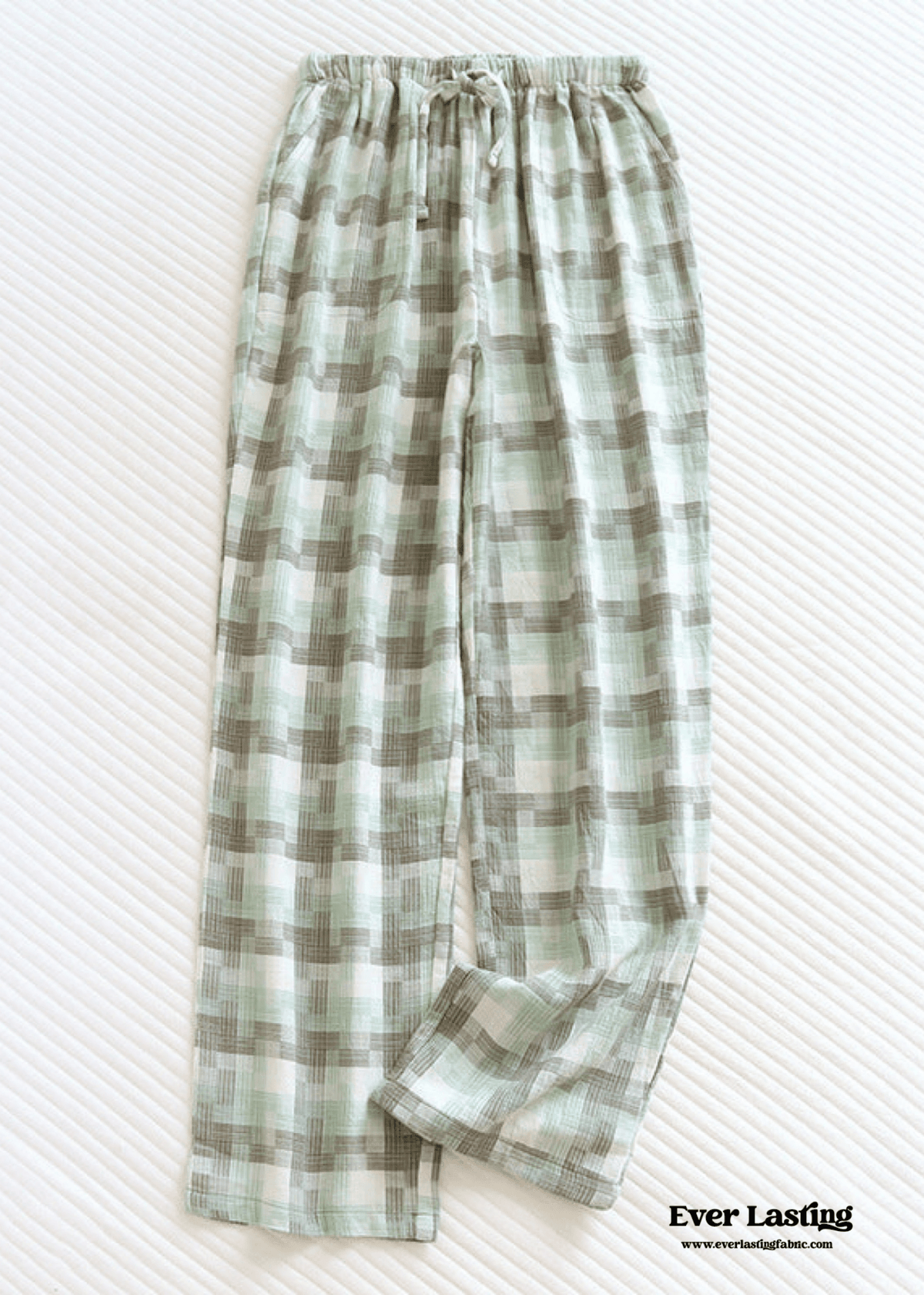 Plaid Washed Cotton Pajama Pants / Pink