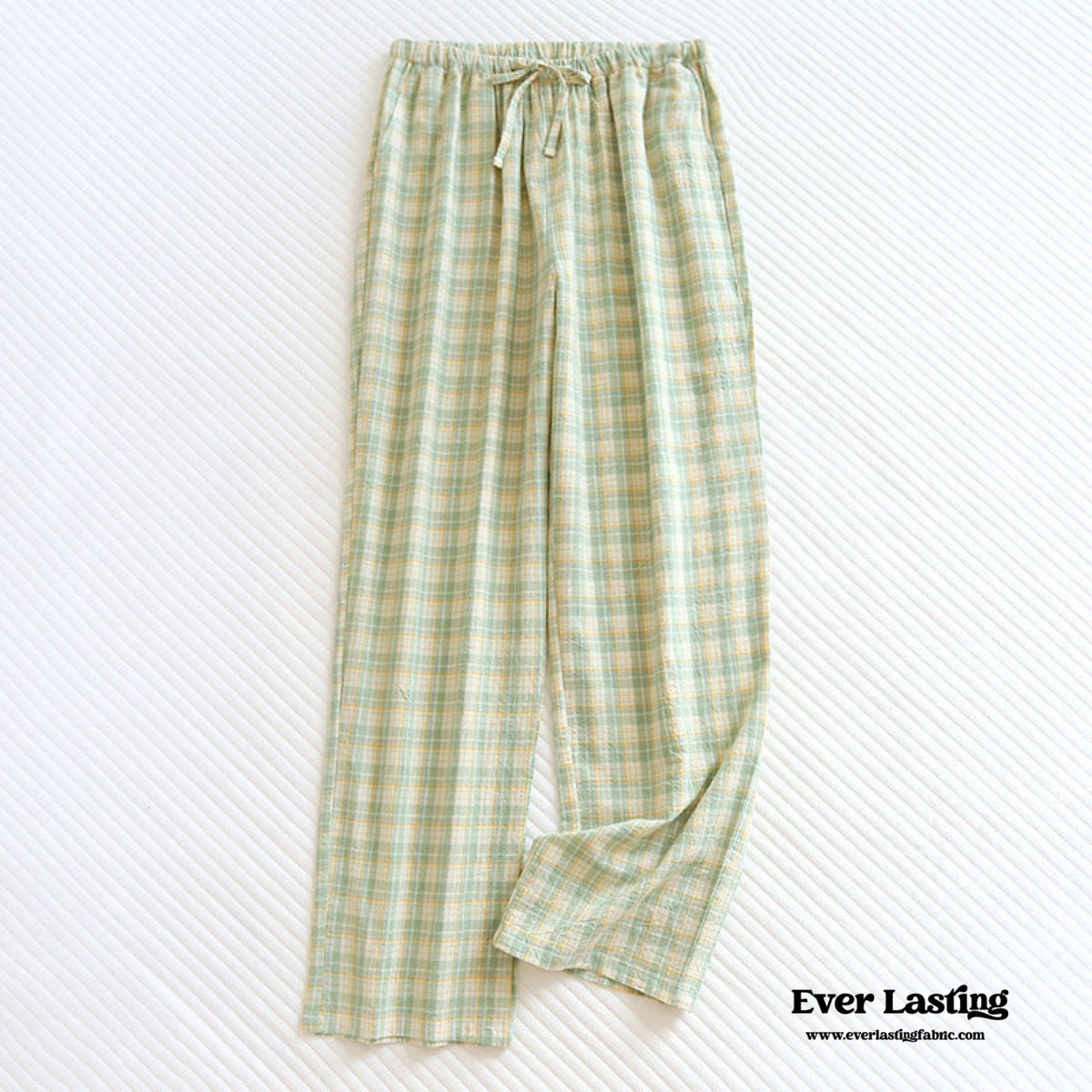 Plaid Washed Cotton Pajama Pants / Pink