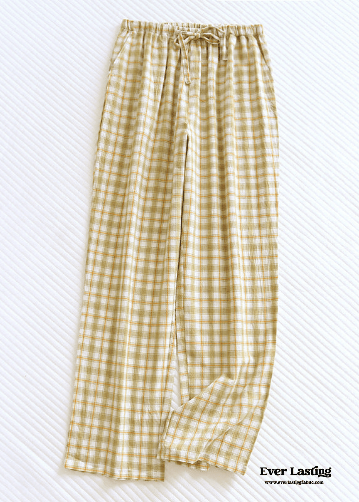 Plaid Washed Cotton Pajama Pants / Pink