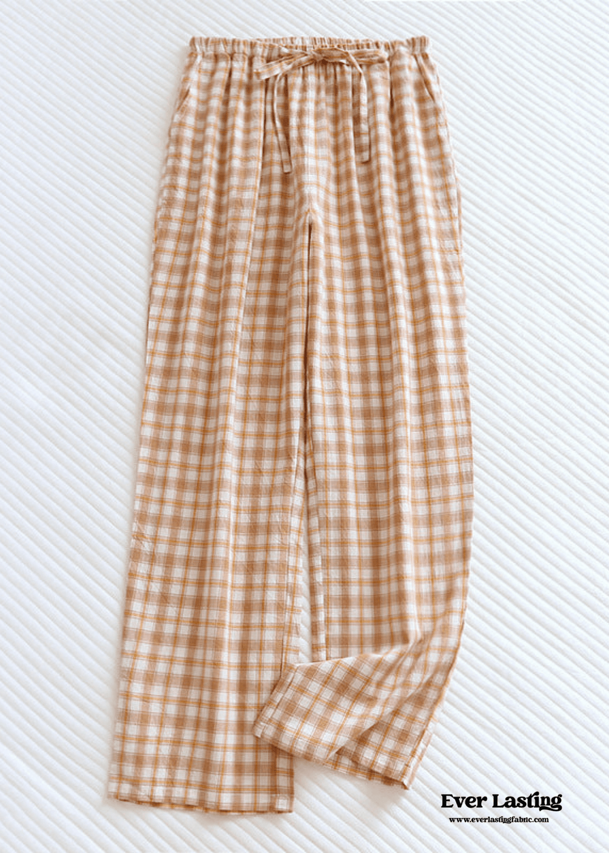 Plaid Washed Cotton Pajama Pants / Pink