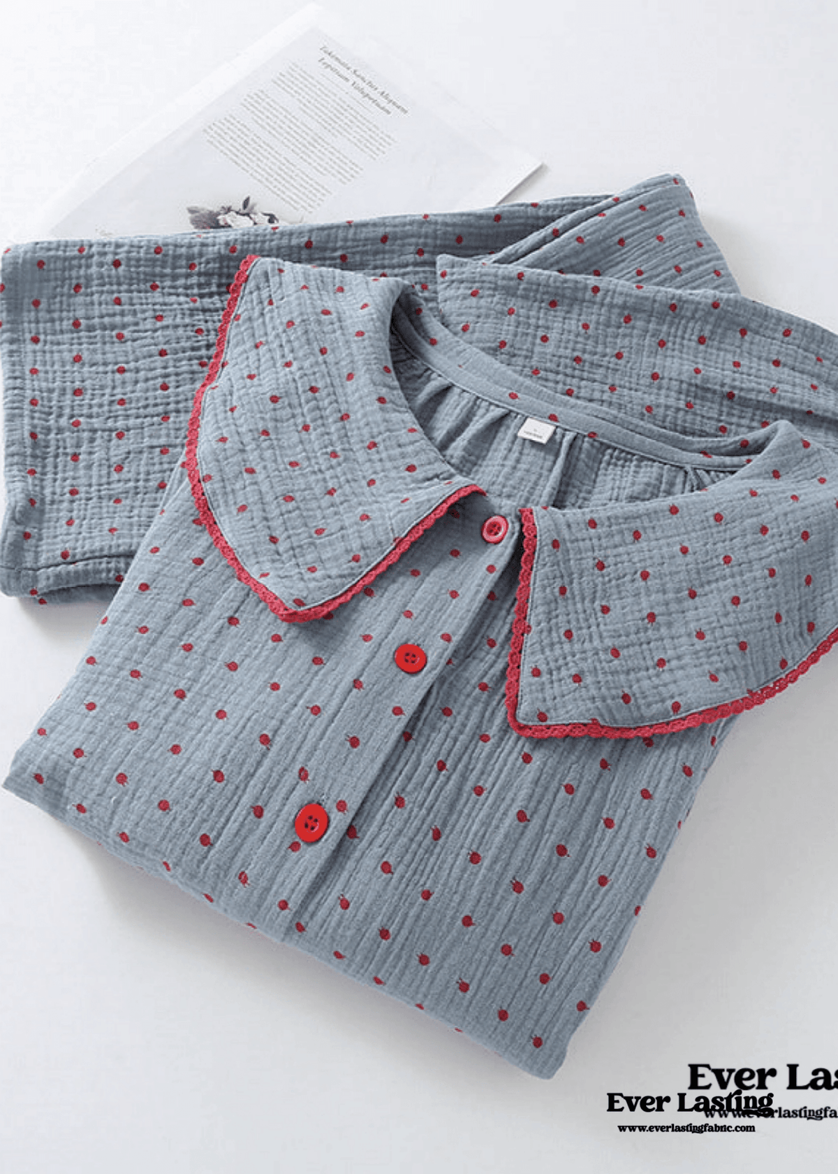 Polka Dot Cute Collared Pajama Set