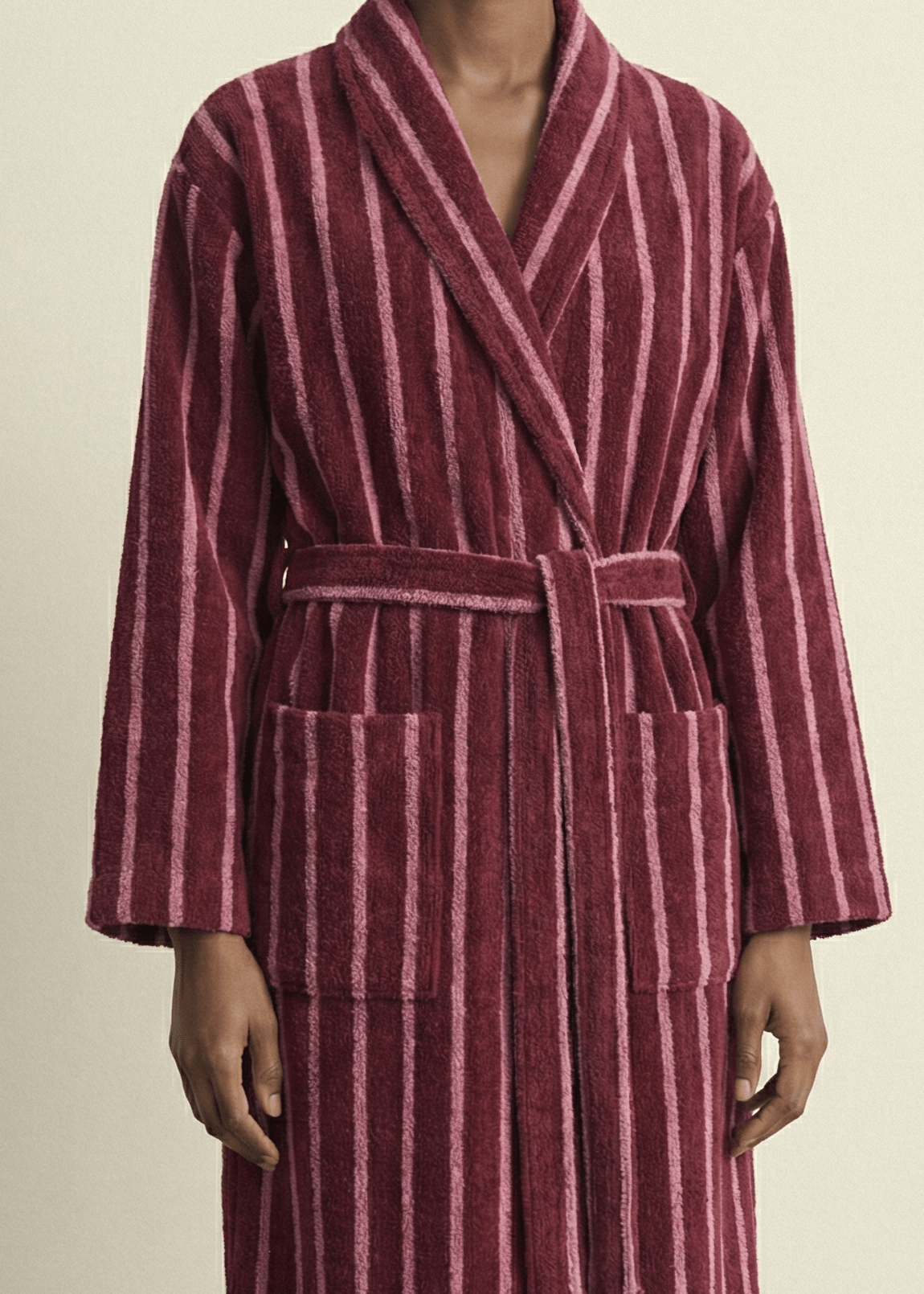 Quiet Evening Striped Robe Set / Burgundy