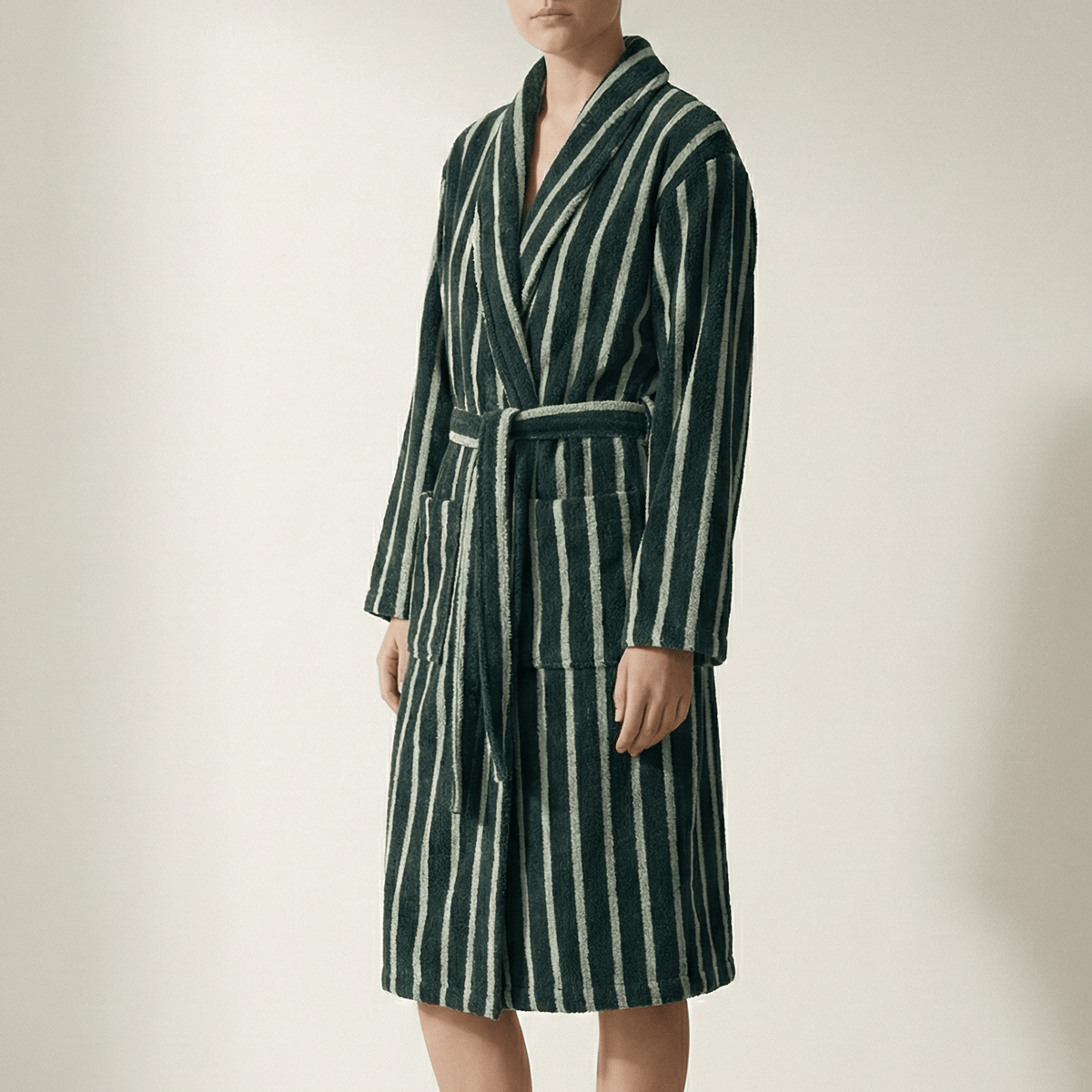Quiet Evening Striped Robe Set / Burgundy