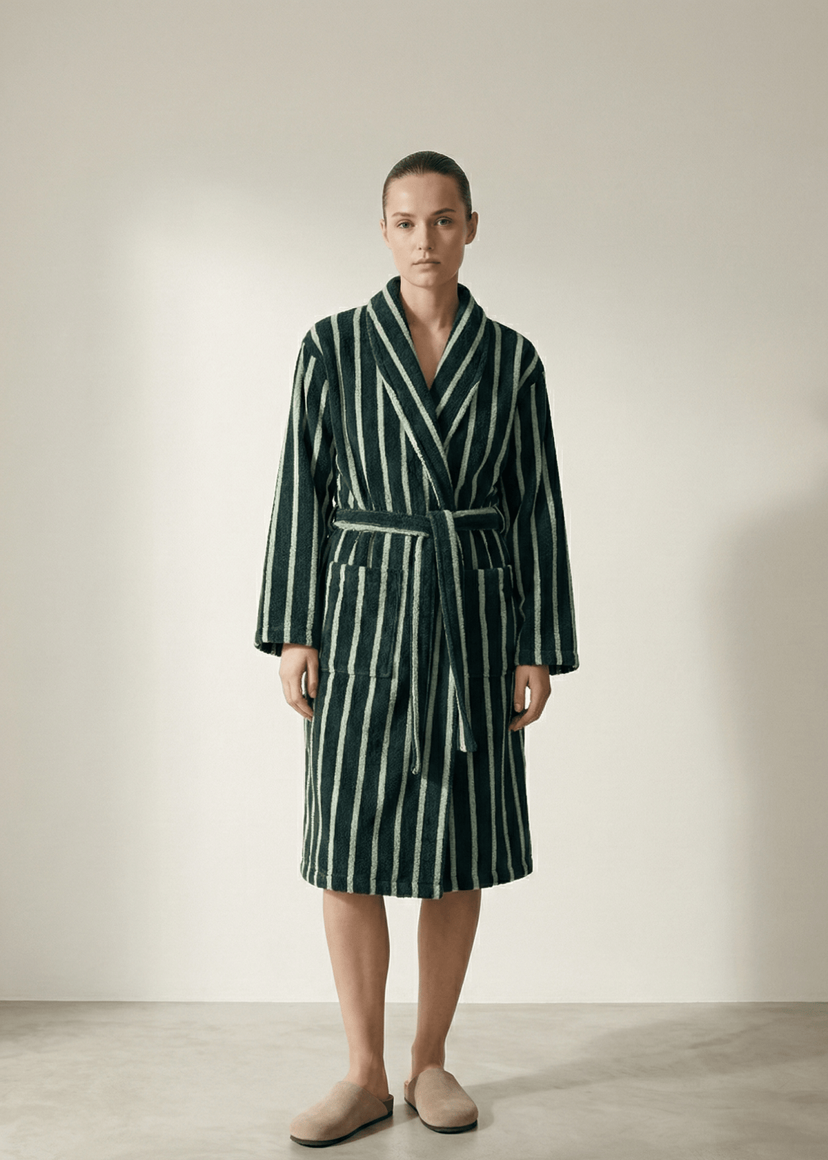 Quiet Evening Striped Robe Set / Burgundy