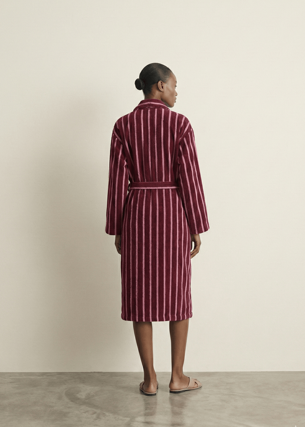 Quiet Evening Striped Robe Set / Burgundy