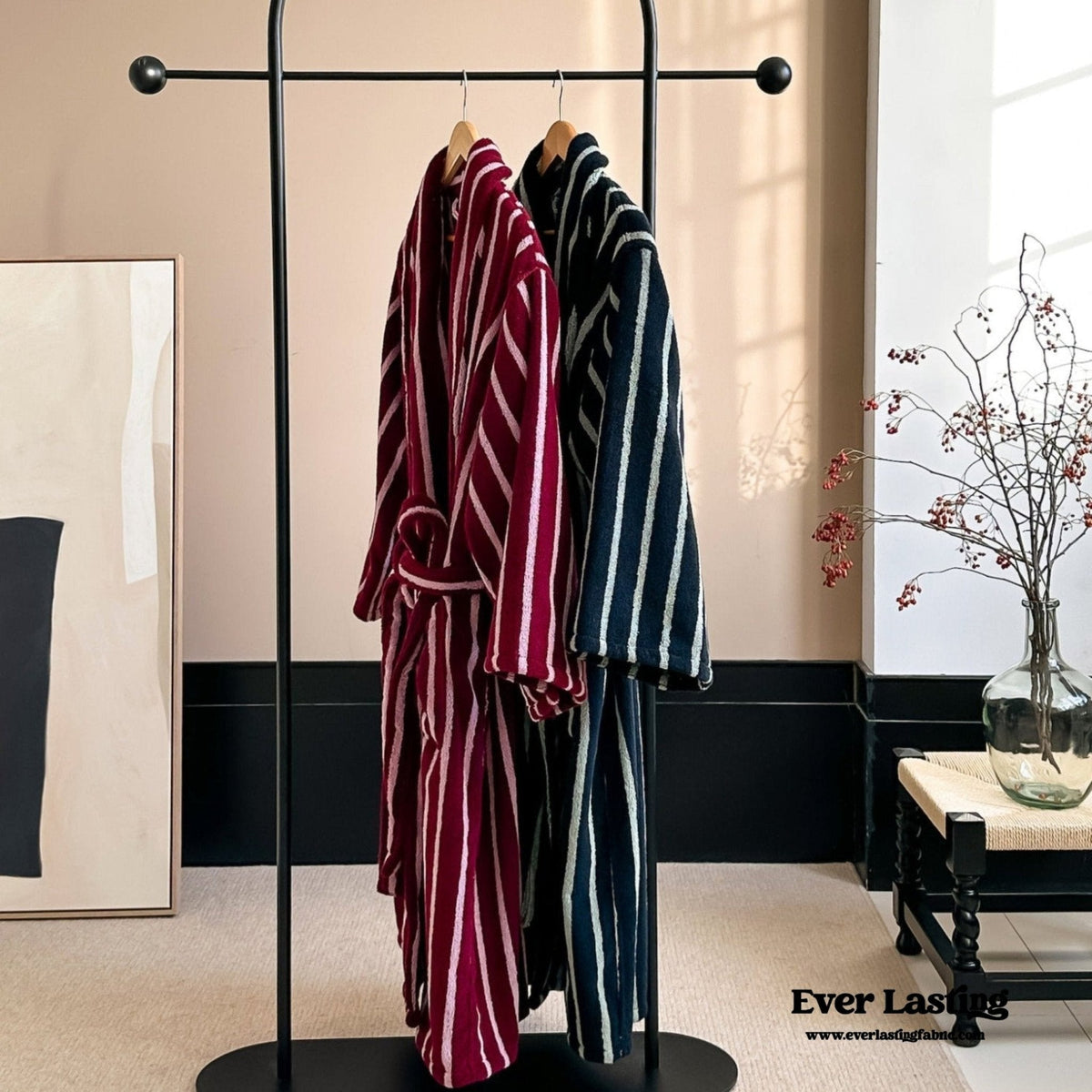 Quiet Evening Striped Robe Set / Green