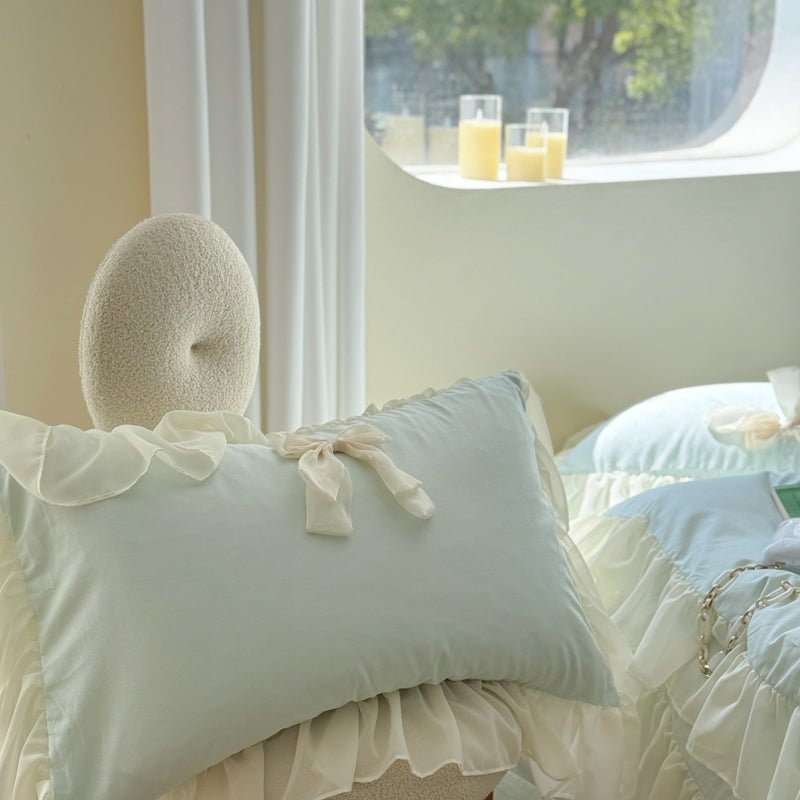 Ribbon Bow Airy Lace Bedding Set / Baby Pink
