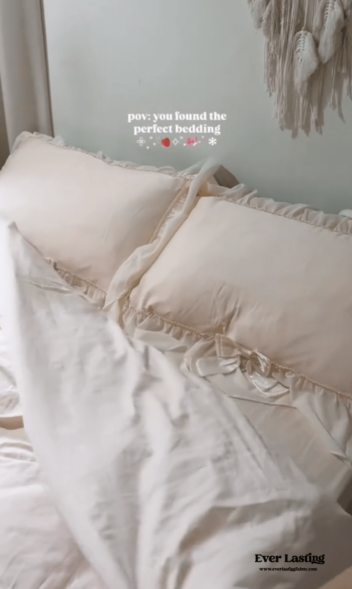 Ribbon Bow Airy Lace Bedding Set / Baby Pink