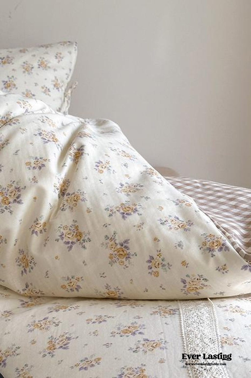 Rosalie Floral Lace Tie-Up Bedding Set / Khaki