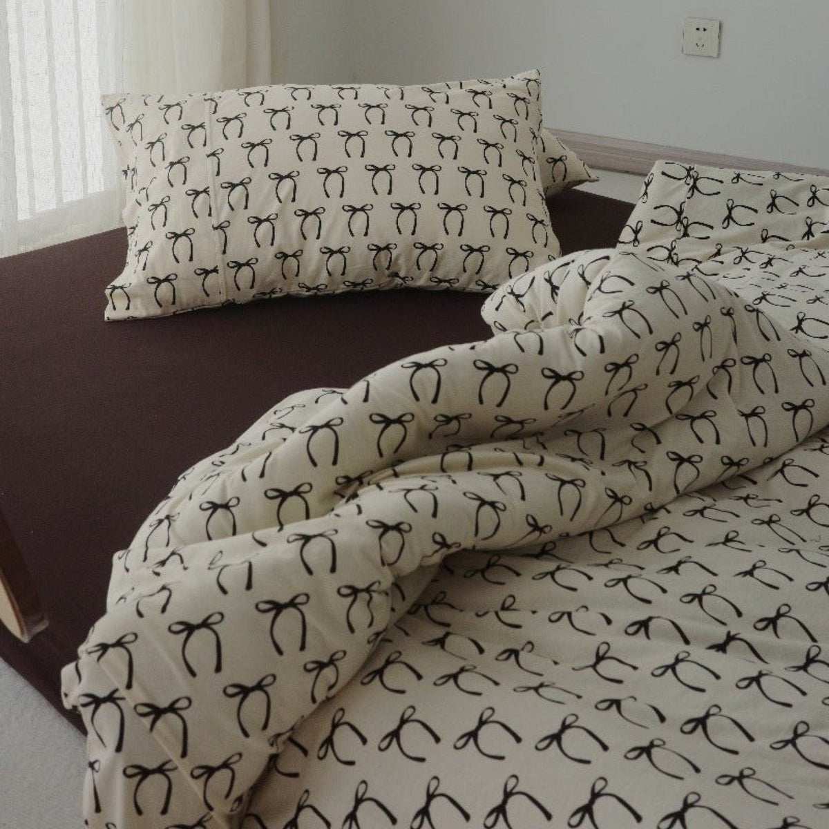 Rosemary Vintage Brown Bow Bedding Set