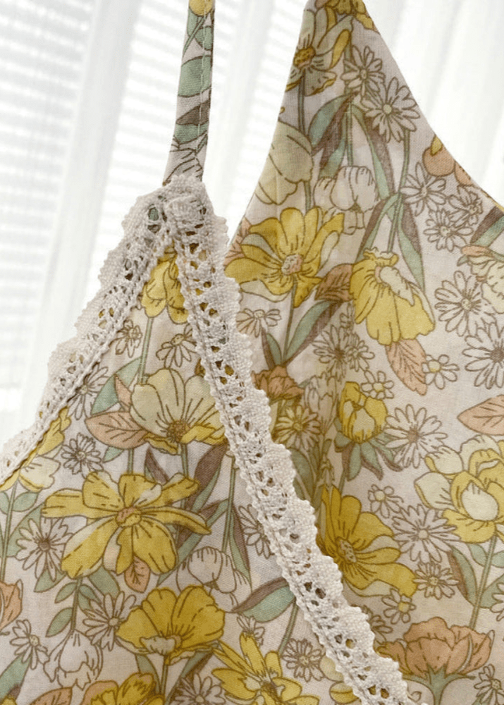 Rosie Cotton Floral Tank Pajama Set / Yellow