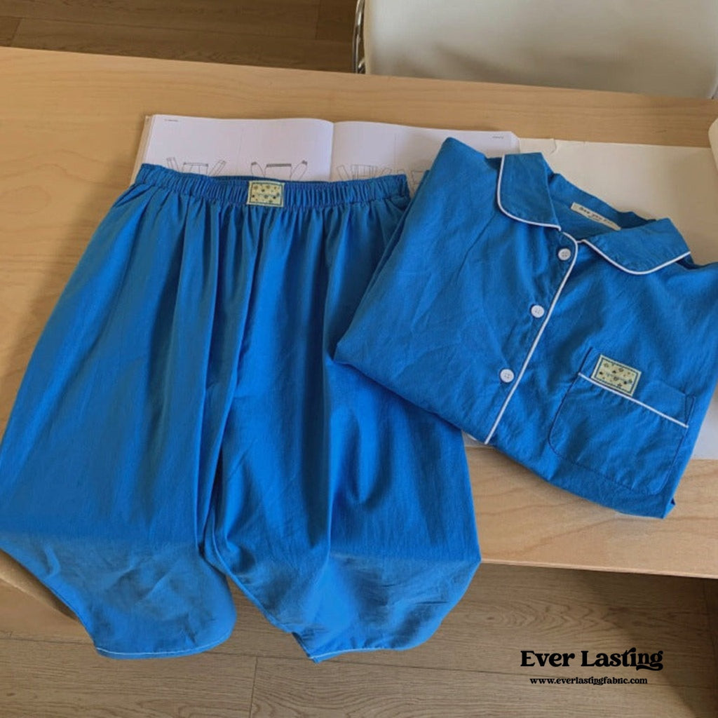Royal Blue Long Sleeves and Pants Pajama Set