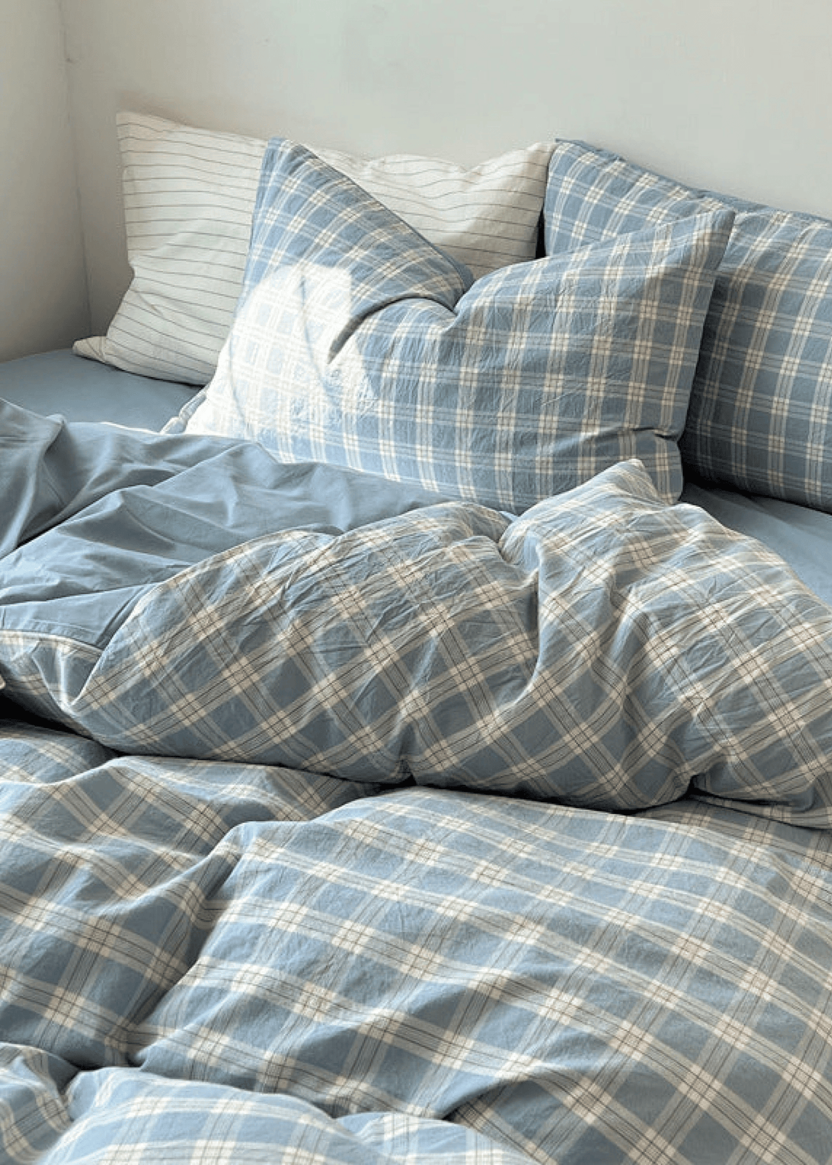 Soft Blend Plaid Bedding Set / Blue