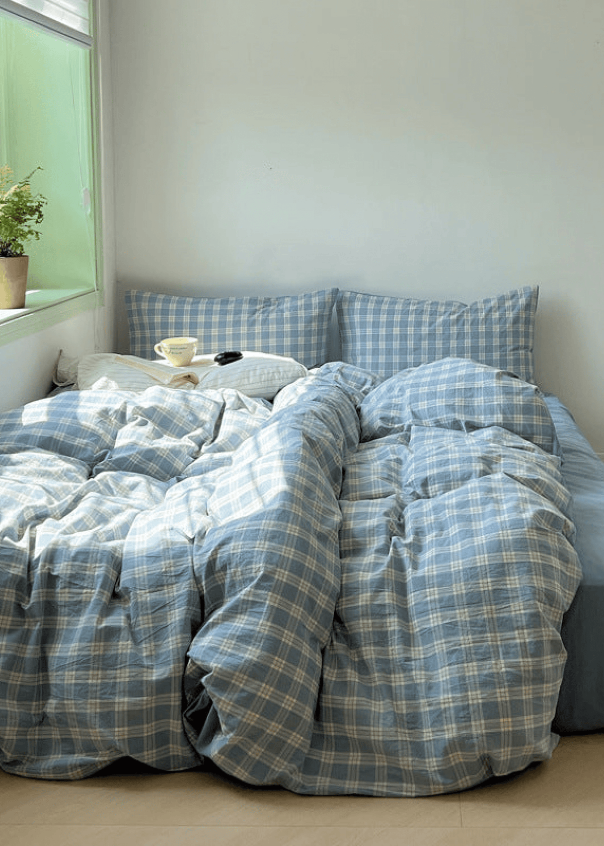 Soft Blend Plaid Bedding Set / Blue