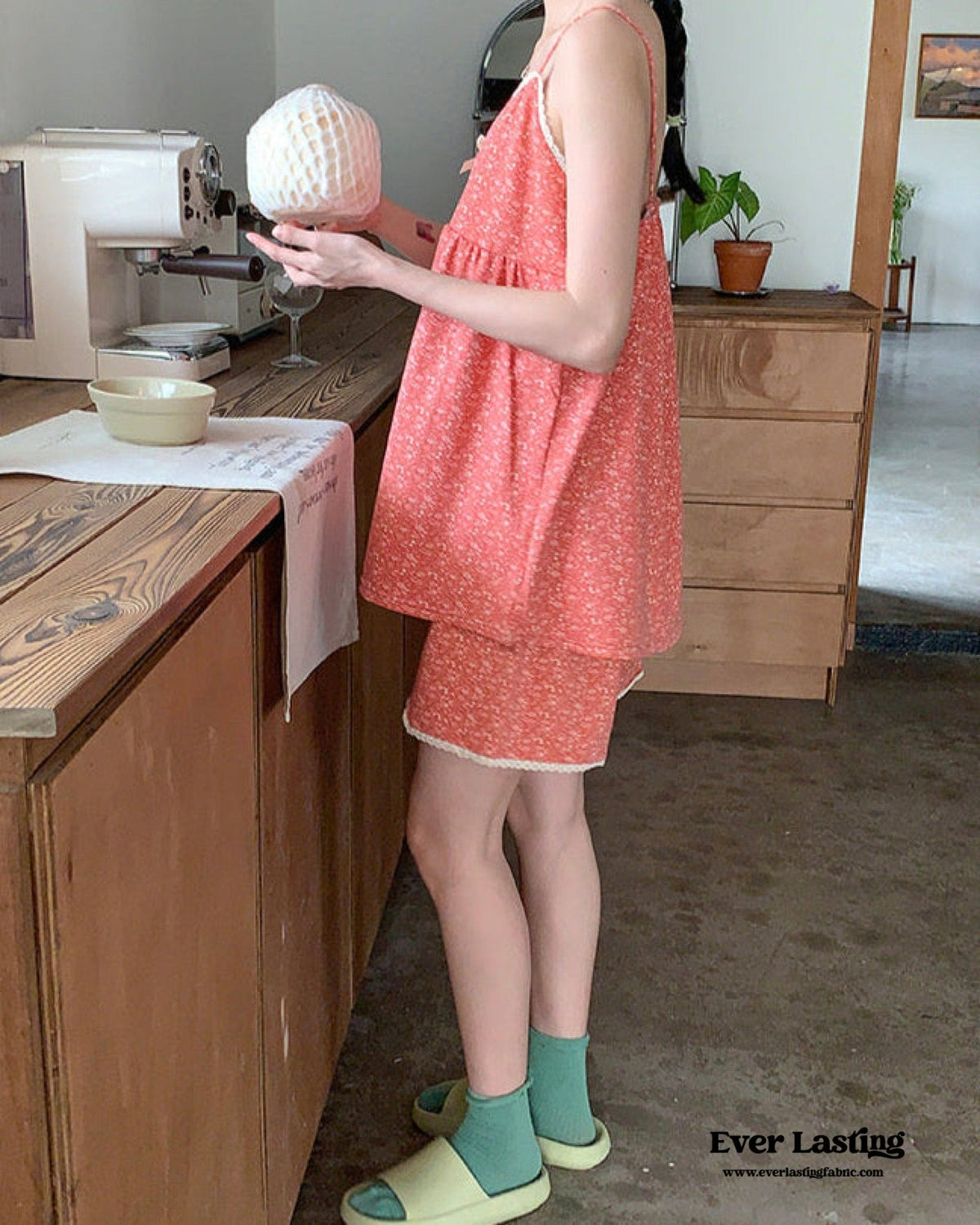 Sophie Pastoral Floral Pajama Set / Red