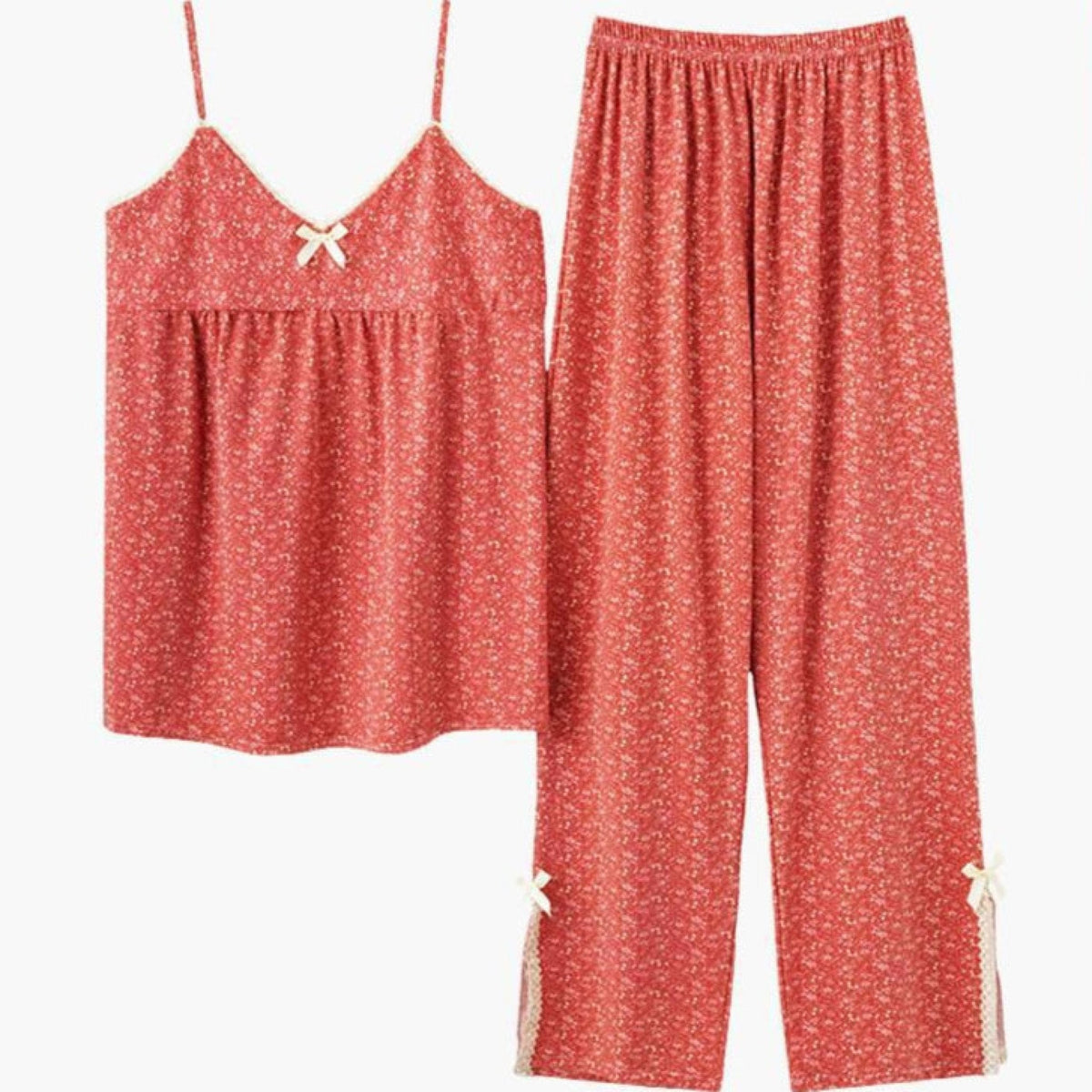Sophie Pastoral Floral Pajama Set / Red