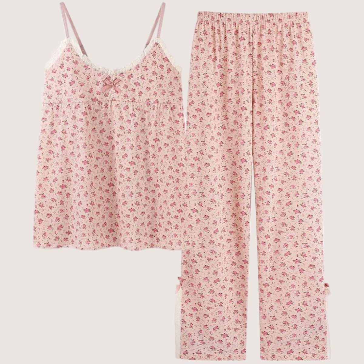 Sophie Pastoral Floral Pajama Set / Red