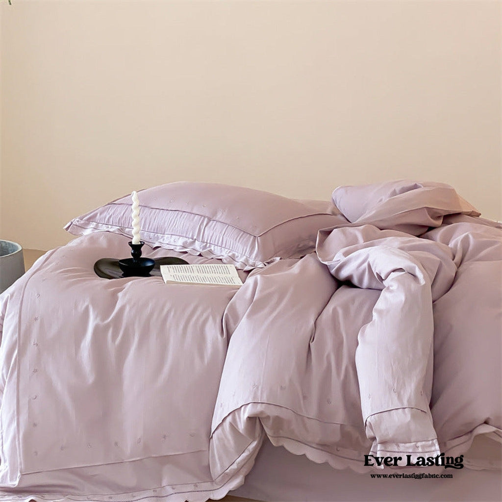 Star Gaze Short Cake Ruffle Bedding Set / Purple