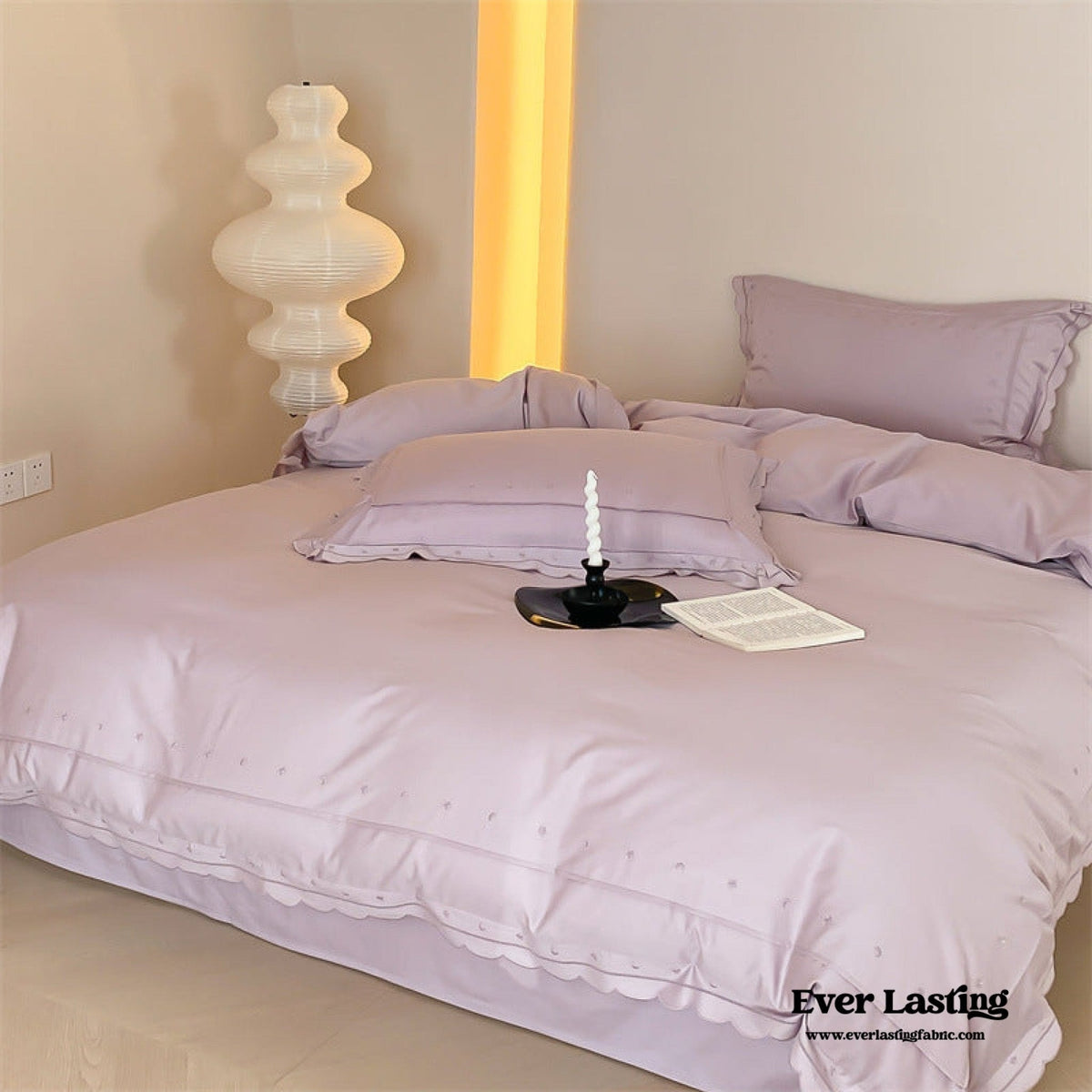 Star Gaze Short Cake Ruffle Bedding Set / Purple