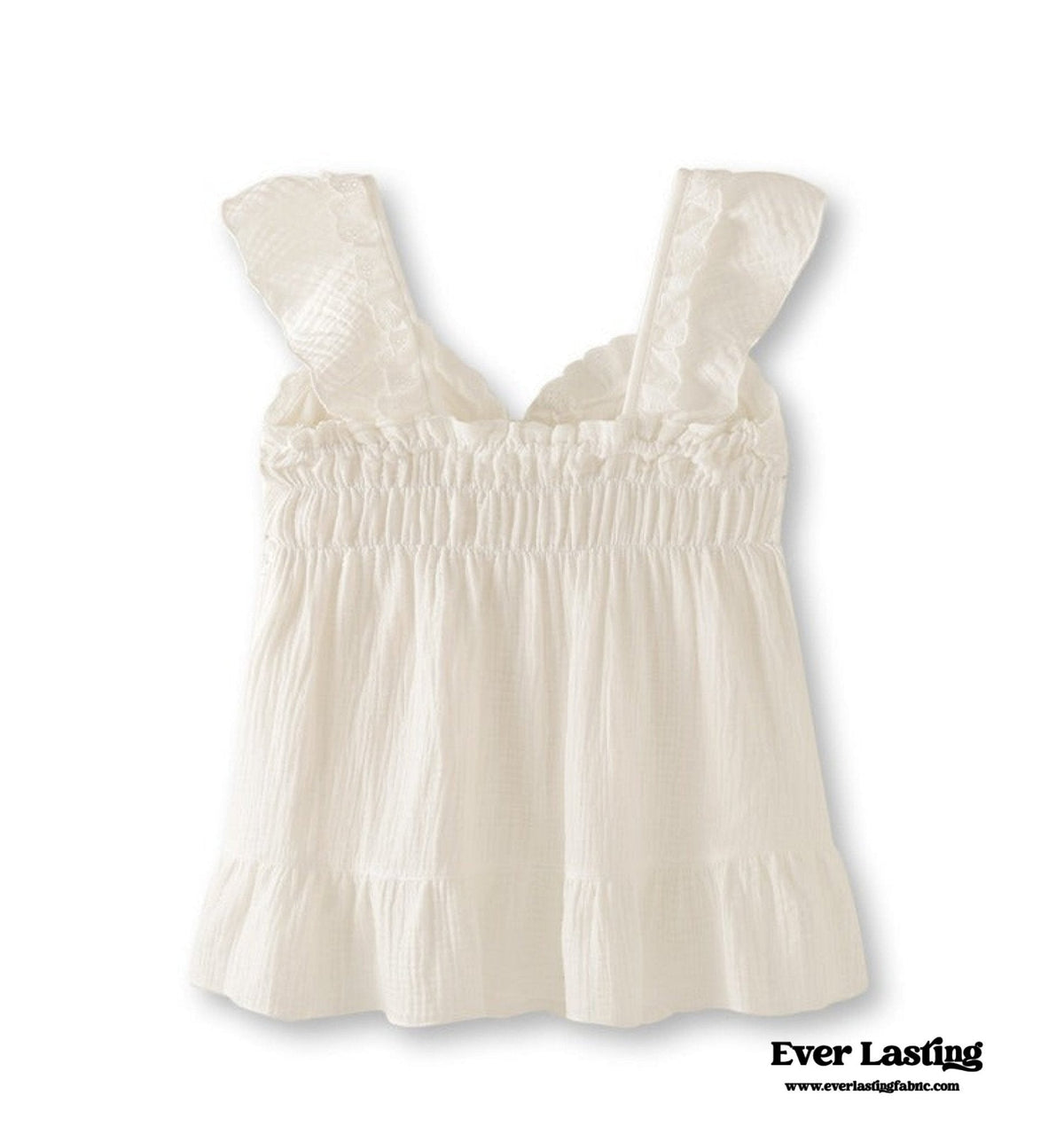 Sweet Ruffle Shorts Pajama Set / White