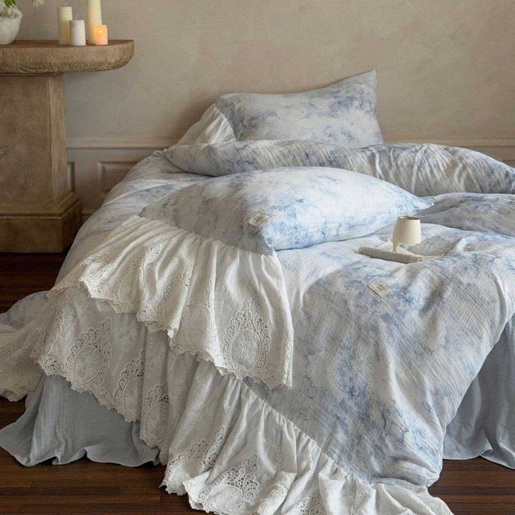Sylvie Lace Gauze Bedding Set / Blue Sky