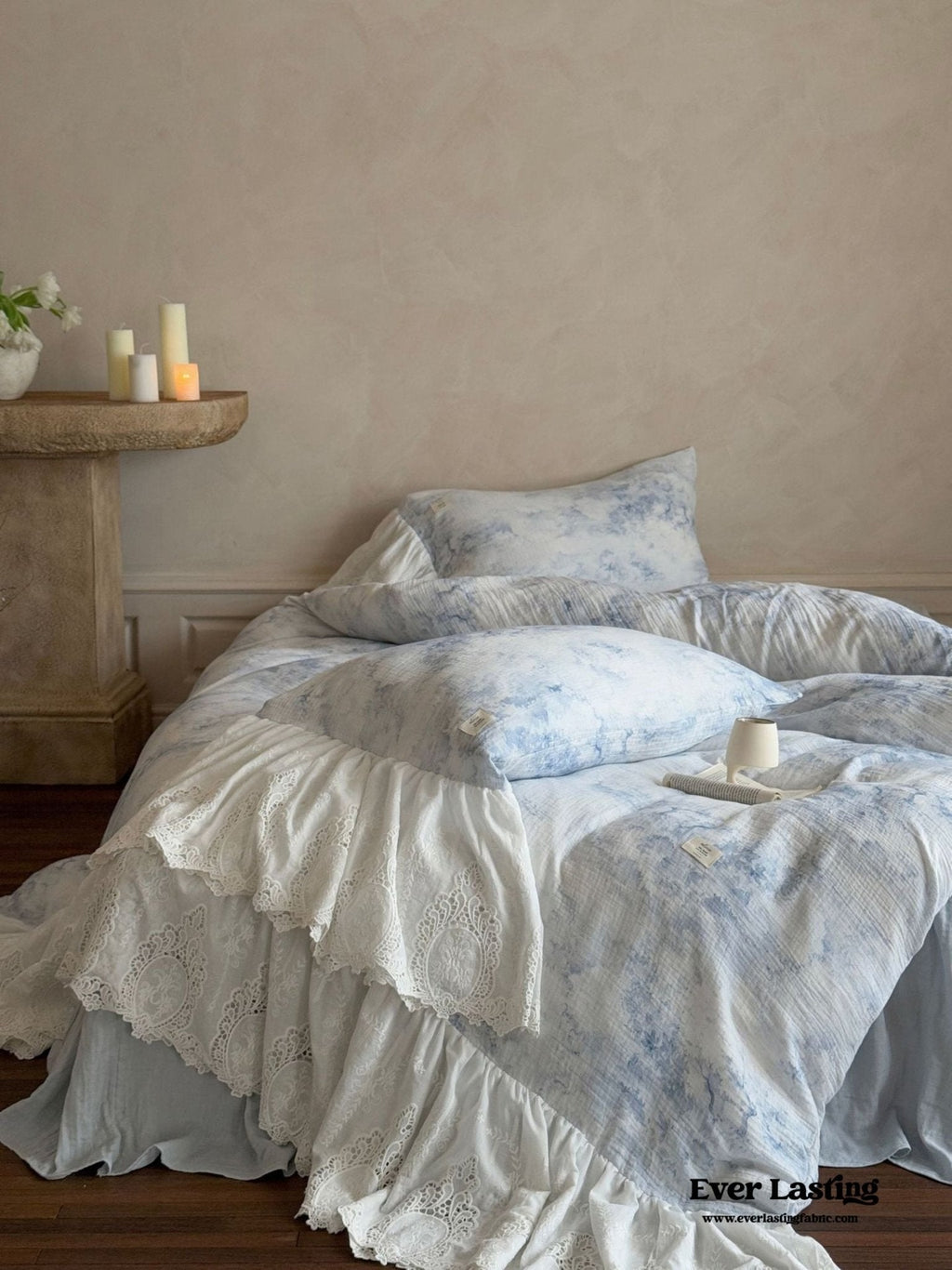 Sylvie Lace Gauze Bedding Set / Blue Sky