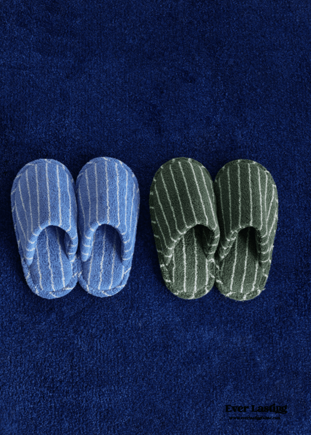 Thin Striped House Slippers / Blue