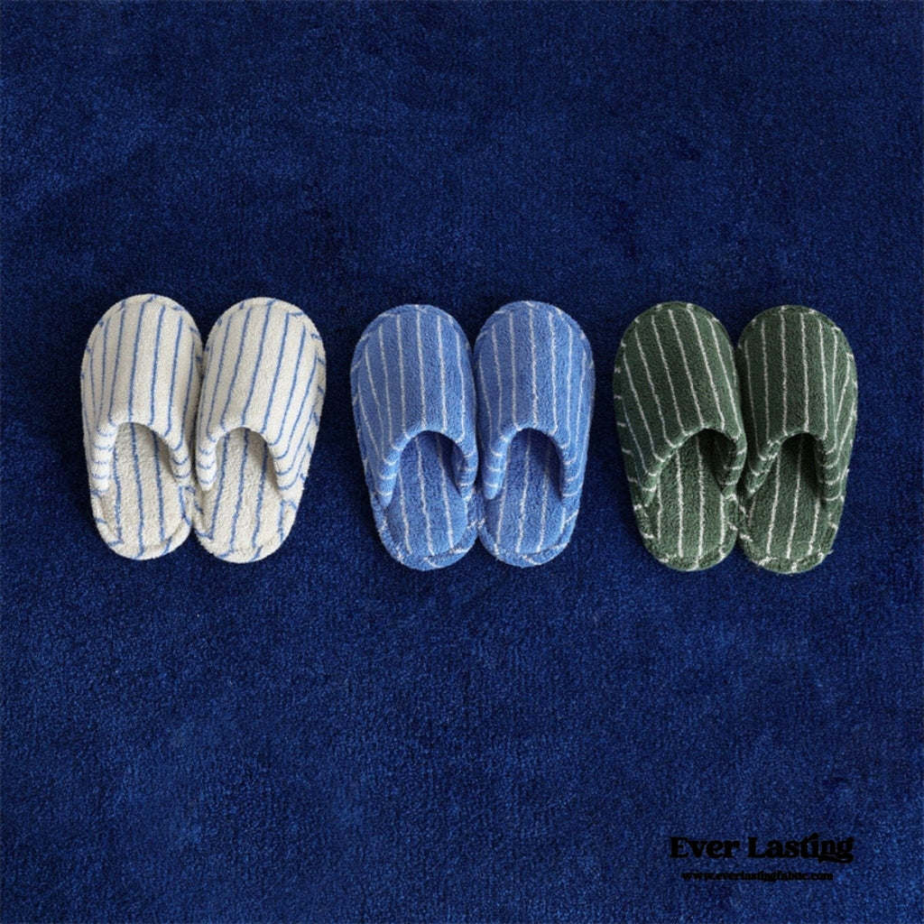 Thin Striped House Slippers / Blue