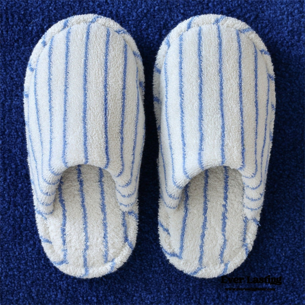 Thin Striped House Slippers / Blue