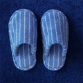 Thin Striped House Slippers / Blue
