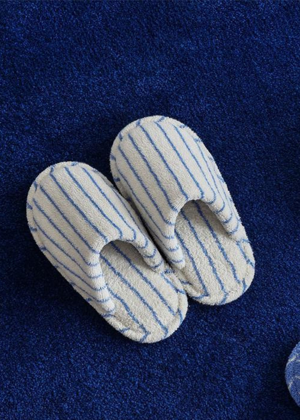 Thin Striped House Slippers / White