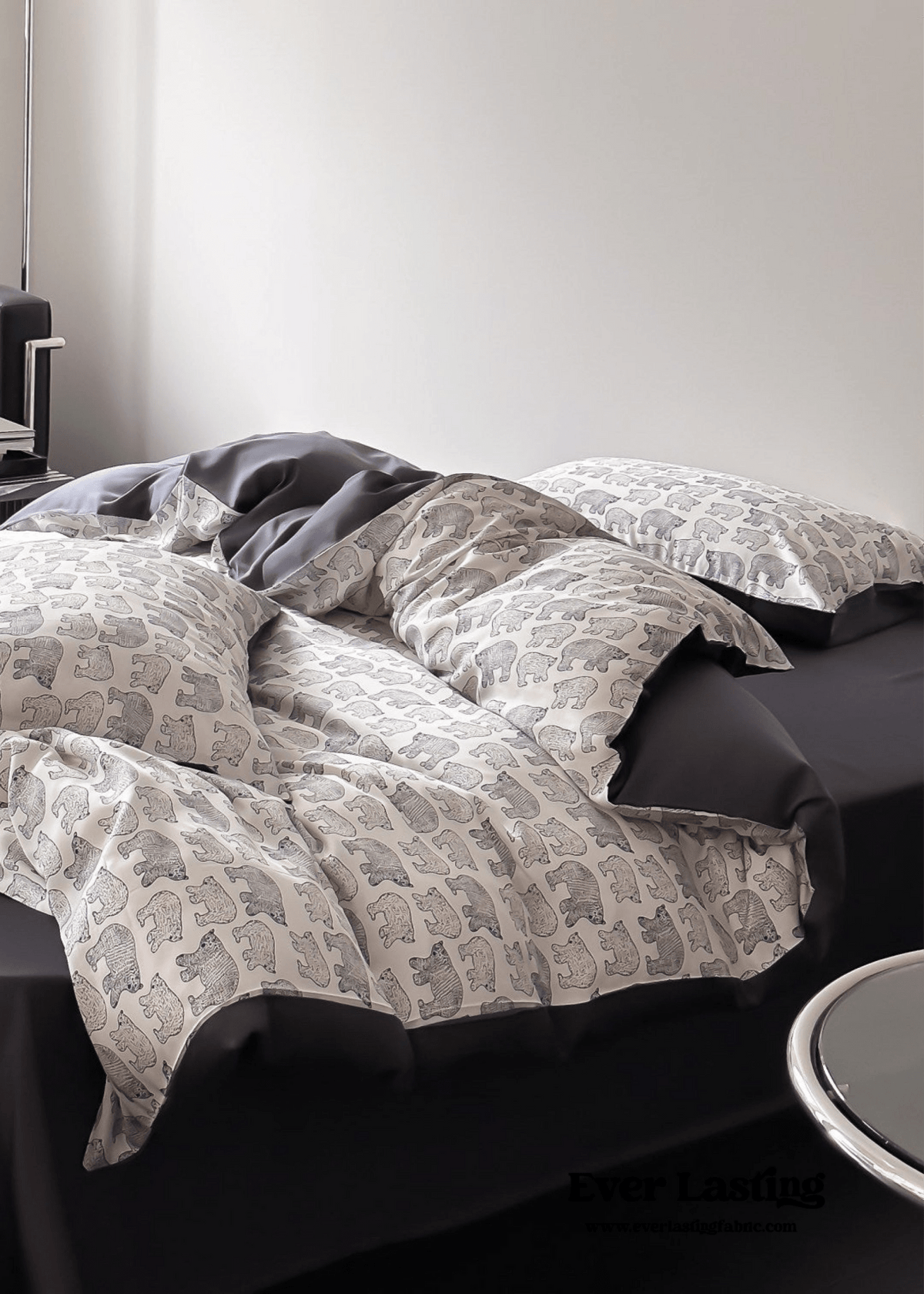Twilight Zone Silky Tencel Bedding Set / White + Gray
