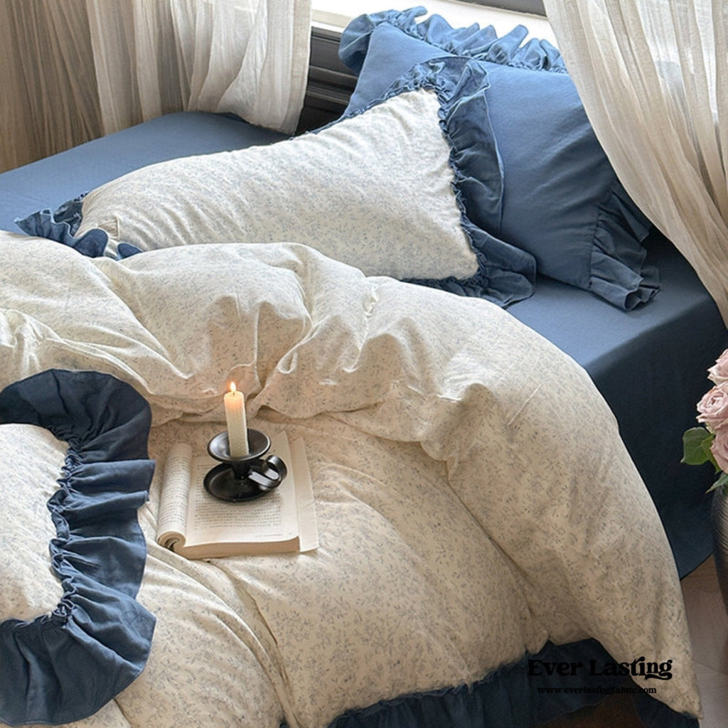 Vivienne Floral Double Gauze Bedding Set / Blue Ocean