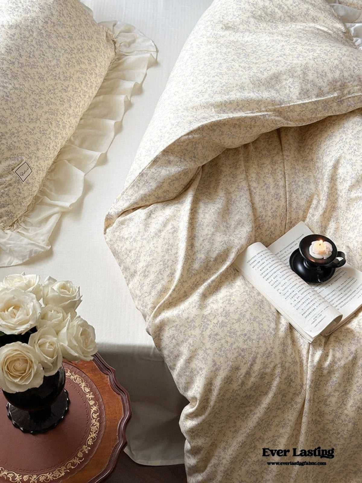 Vivienne Floral Double Gauze Bedding Set / Light Pink